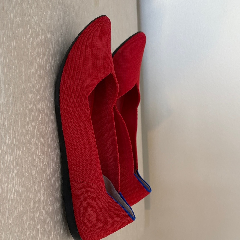 Rothy's Vibrant Red Flats with Black Sole